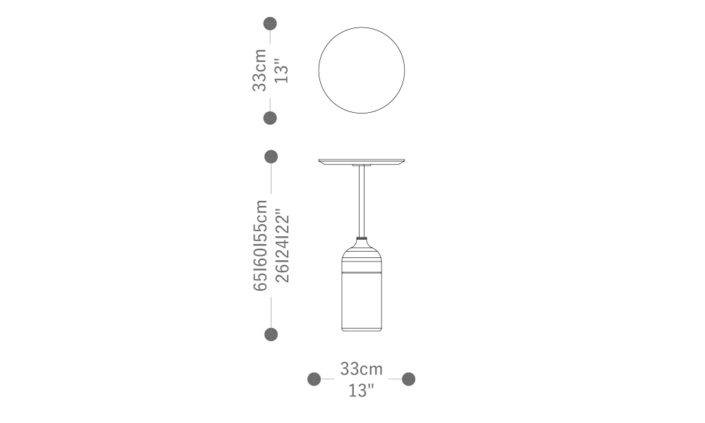 Image of the main dimensions of the product